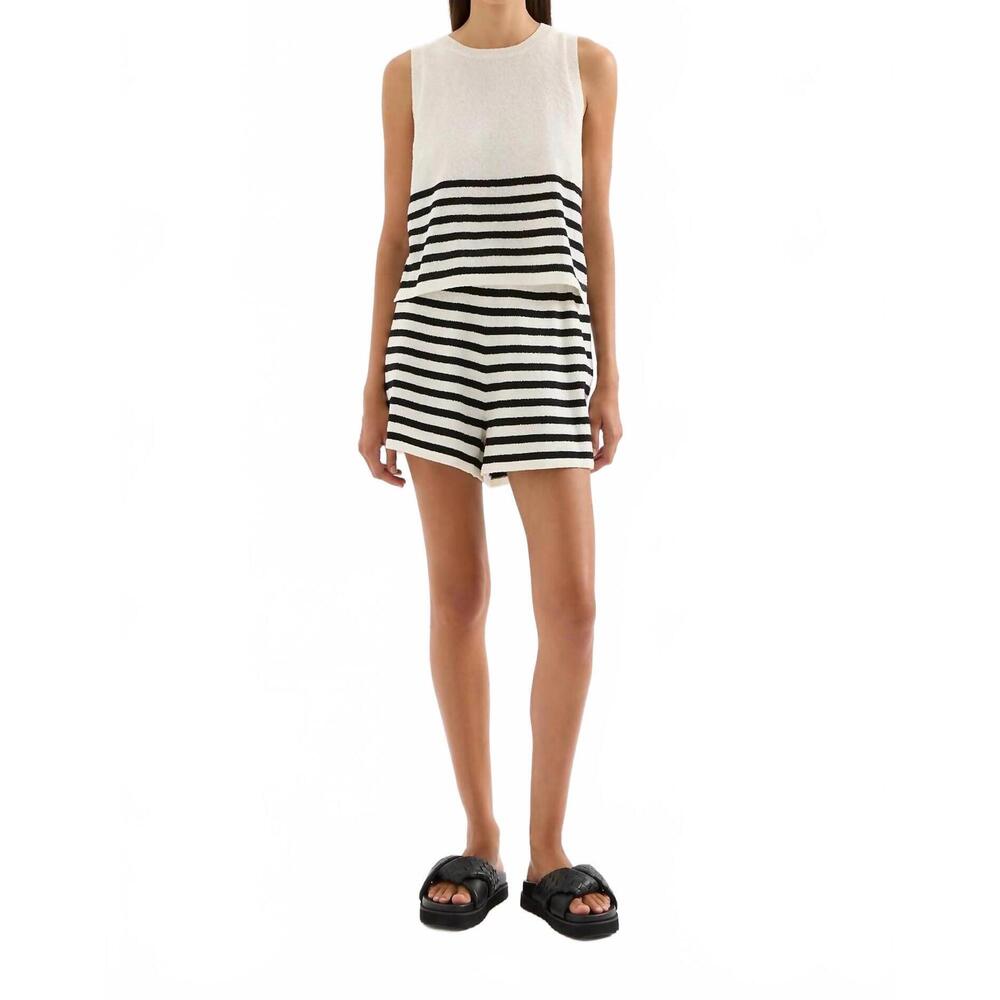 NEW NUDE LUCY marika knit tank in black stripe